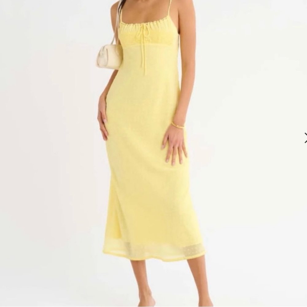 NWT Rumored Open back MidSummer Lace Yellow Dress